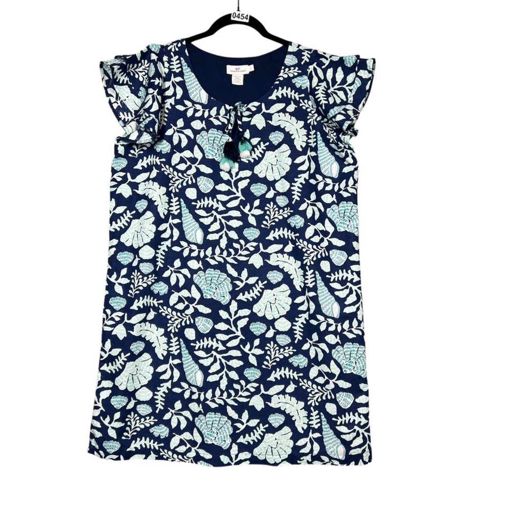 Vineyard Vines Navy Blue & Light Blue Floral Long Sleeve Dress